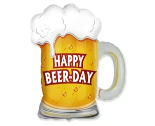 Flexmetal Balon foliowy na urodziny Happy Beer-Day Kufel Piwa 60 cm 901787 - Wieczór panieński i kawalerski - miniaturka - grafika 1