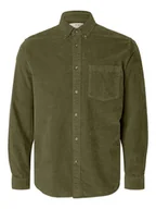 Koszule męskie - SELECTED HOMME Koszula sztruksowa - Regular fit - w kolorze khaki - miniaturka - grafika 1
