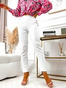 Spodnie damskie - Białe spodnie materiałowe damskie z ozdobnymi guzikami Denley 8155 - miniaturka - grafika 1