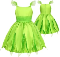 Stroje karnawałowe - Strój Elfa Wróżki Motyl Sukienka Dzwoneczek Leśny Przebranie Na Bal 134 140 - miniaturka - grafika 1