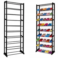 Szafki na buty - Półka Na Buty Obuwie Metalowa 30 Par Szafka Regał 3 Segmenty Czarna 140cm - miniaturka - grafika 1
