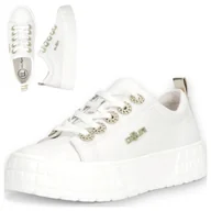 Półbuty damskie - Półbuty Damskie Skórzane Białe FILIPPO Sznurowane Sneakersy Platforma 37 - miniaturka - grafika 1