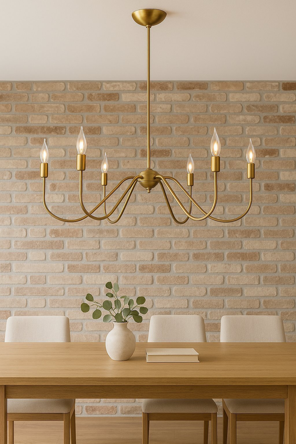 Patynowana Lampa Wisząca z mosiądzu LED 6-ramienna Styl Nowoczesny & Modern Farmhouse