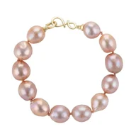 Bransoletki - ENAYA NELLIE ROSE Bransoletka duże perły barokowe różowe owalne zapięcie srebro - miniaturka - grafika 1