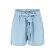 Spodenki damskie - Damskie Spodenki GUESS NENITA BELT SHORT W3GD0KD4ZL3-LULI – Niebieski - miniaturka - grafika 1