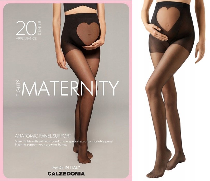 CALZEDONIA rajstopy ciążowe czarne MATERNITY cienkie 20 den rozmiar 4 (L)