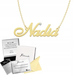 Złoty Naszyjnik z imieniem NADIA Łańcuszek SREBRO 925 Prezent Dedykacja - Łańcuszki - miniaturka - grafika 1