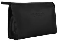 Kosmetyczki, organizery i kuferki - Duża czarna kosmetyczka damska ze skóry ekologicznej PETERSON pojemna saszetka na kosmetyki - miniaturka - grafika 1