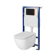 Stelaże i zestawy podtynkowe do WC - Cersanit Tech Line Opti Set B633 Zestaw Toaleta WC bez kołnierza + deska wolnoopadająca + stelaż podtynkowy WC + przycisk spłukujący WC S701-656 - miniaturka - grafika 1