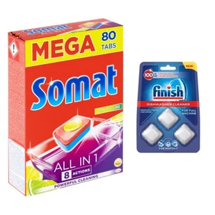 Tabletki do zmywarek SOMAT All in 1 Lemon &amp; Lime - 80 szt. + Kapsułki do czyszczenia zmywarki FINISH - 3 szt. - Środki do zmywarek - miniaturka - grafika 1