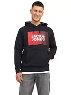 Bluzy męskie - JACK & JONES Męska bluza z kapturem JJECORP Logo Sweat Hood Play NOOS, czarna, L, czarny - miniaturka - grafika 1
