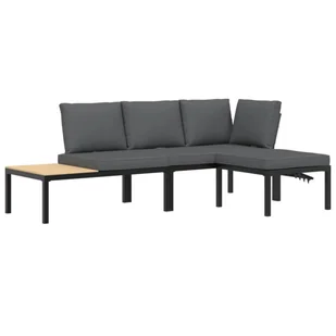 vidaXL 3-częściowa sofa ogrodowa z poduszkami czarna aluminium - Sofy ogrodowe - miniaturka - grafika 1