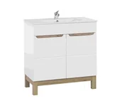 Szafki łazienkowe - Szafka stojąca z umywalką, Bali, 80x46x84 cm, biały, połysk - miniaturka - grafika 1