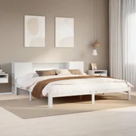 Łóżka - Łóżko z regałem, bez materaca, białe, 180x200 cm, sosnowe Lumarko! - miniaturka - grafika 1
