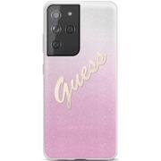 Etui i futerały do telefonów - Guess Etui Glitter Gradient Script do Samsung Galaxy S21 Ultra Różowy | GUHCS21LPCUGLSPI - miniaturka - grafika 1