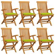 Fotele i krzesła ogrodowe - vidaXL Lumarko Krzesła ogrodowe, jasnozielone poduszki, 6 szt., drewno tekowe! 3062552 - miniaturka - grafika 1