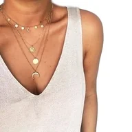 Naszyjniki - CHOKER NASZYJNIK złoty KSIĘŻYC SŁOŃCE cyrkonie - miniaturka - grafika 1