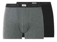 Majtki męskie - LOOKS by Wolfgang Joop Bokserki męskie z bawełną, 2 pary (Czarny/antracytowy, M) - miniaturka - grafika 1