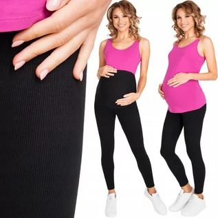 Spodnie ciążowe - Legginsy Ciążowe Getry W Prążek Z Panelem - grafika 1