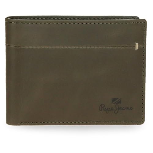 Pepe Jeans Staple Poziomy portfel z portmonetką Zielony 11,5 x 8 x 1 cm Skóra by Joumma Bags, Zielony, Talla única, Poziomy portfel z portfelem