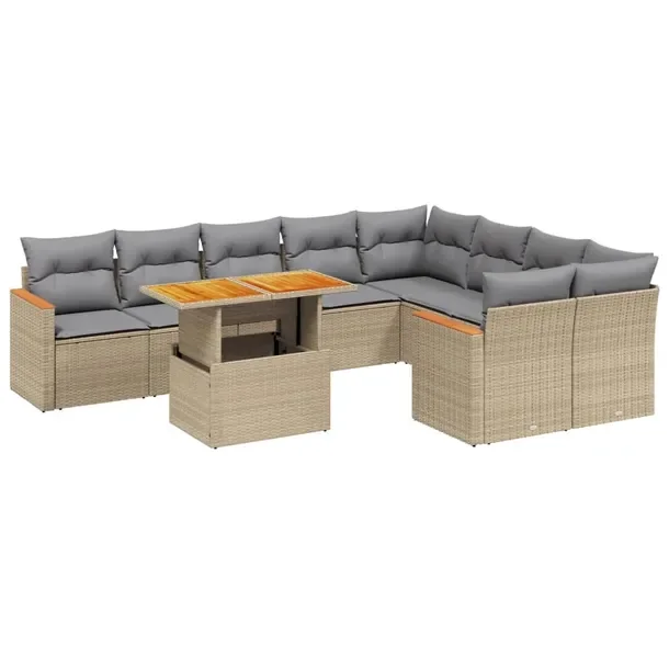 Zestaw mebli ogrodowych modułowych beżowy rattan PE 62 x 62 x 69 cm