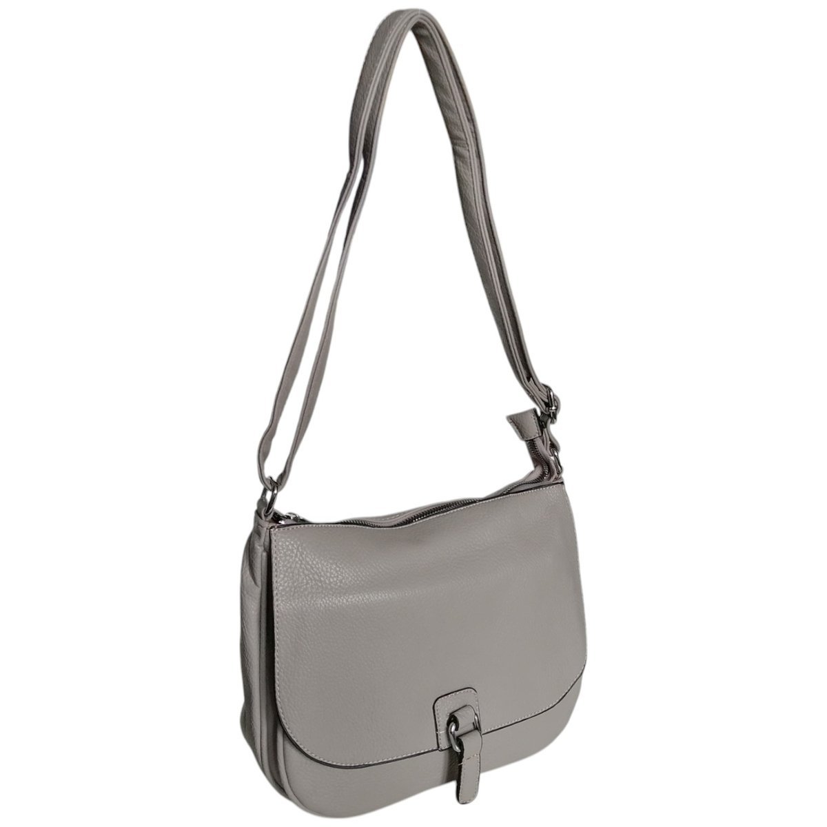 Torebka Damska Listonoszka Na Ramię - Mała, Szara, Miejska I Funkcjonalna