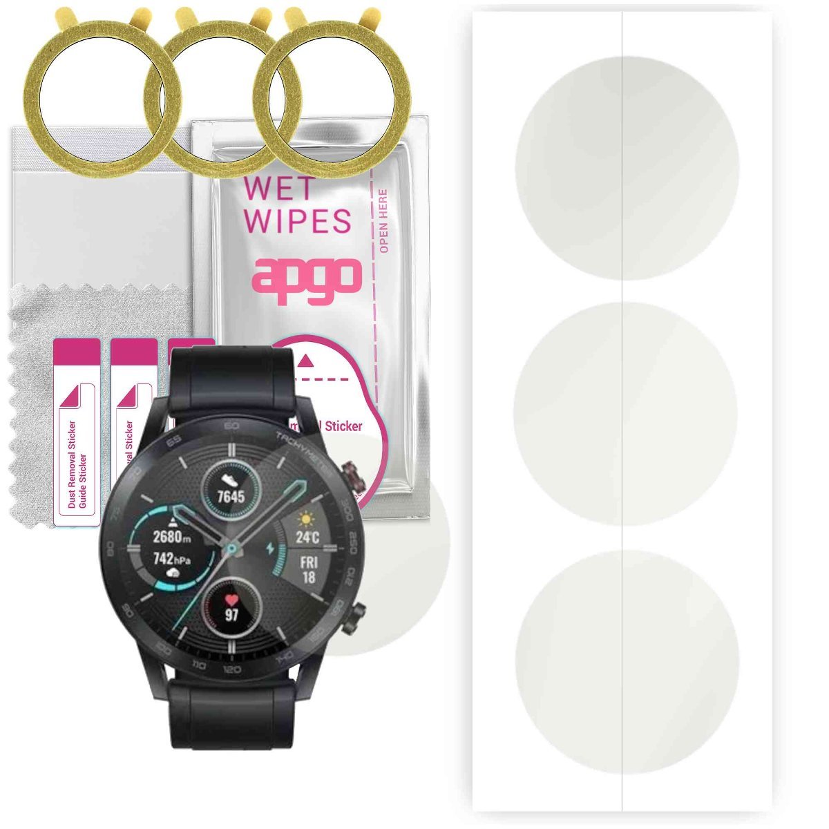 3x Folia hydrożelowa MATOWA do Honor MagicWatch 2 46mm - apgo Smartwatch Hydrogel MATTE Protection Ochrona na ekran smartwatcha