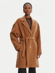 PINKO Płaszcz wełniany 105685 A2SM Brązowy Regular Fit - Płaszcze damskie - miniaturka - grafika 1