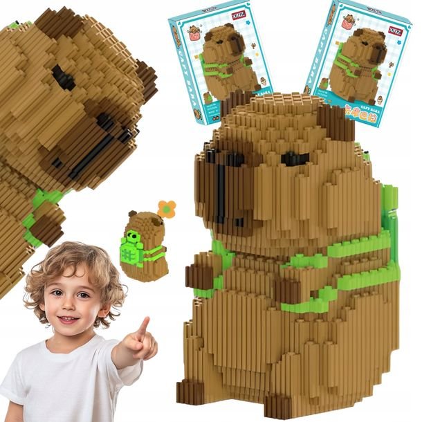 Zestaw Klocków Klocki Figurka Kapibara Z Żółwiem Plecak Żółw 1606 El