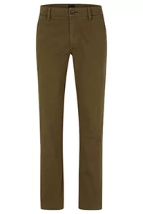 BOSS Męskie spodnie Schino-Slim D Slim-Fit z elastycznej satyny bawełnianej, Dark Green308, 36W / 34L - Spodenki męskie - miniaturka - grafika 1