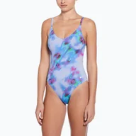 Stroje kąpielowe - Strój pływacki jednoczęściowy damski Nike Floral Blur V-Neck - miniaturka - grafika 1