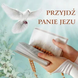 Baner na Pierwszą Komunię Świętą "Przyjdź Panie Jezu" 150x150 cm - Ikony i obrazy sakralne - miniaturka - grafika 1
