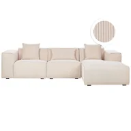 Narożniki - Narożnik sztruksowy lewostronny beżowy DOLVA - miniaturka - grafika 1