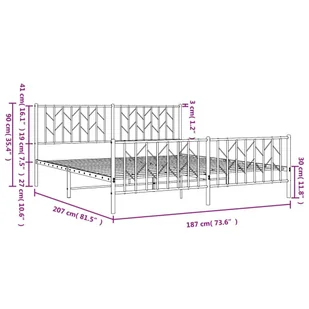 Metalowa rama łóżka z wezgłowiem i zanóżkiem, czarna, 180x200cm Lumarko! - Łóżka - miniaturka - grafika 11