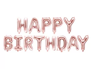 PartyDeco Balon foliowy Happy Birthday, 340x35cm, różowe złoto - Balony i akcesoria - miniaturka - grafika 1