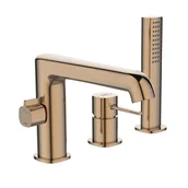 Baterie wannowe i prysznicowe - Laveo Pola bateria nawannowo-prysznicowa 3-otworowa różowe złoto BAP813D - miniaturka - grafika 1