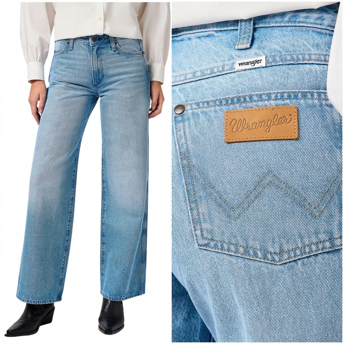 Wrangler WORLD WIDE luźne szerokie damskie spodnie jeansowe palazzo W30 L30