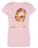 Koszulki i topy damskie - T-Shirt damski nadruk kolorowe SŁUCHAWKI r.XXL - miniaturka - grafika 1