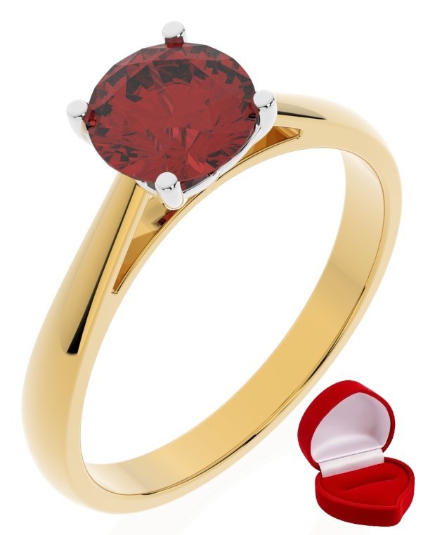ZŁOTY PIERŚCIONEK ZARĘCZYNOWY 585 14k RUBIN 1 ct + PUDEŁKO CERTYFIKAT R16