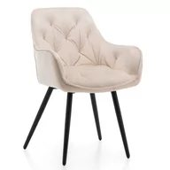 Krzesła - krzesło SIENA tapicerowane pikowane welurowe beżowe - miniaturka - grafika 1
