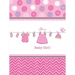 Amscan Obrus Baby Shower Dziewczynka 138x259 cm 571489 - Baby shower i roczek - miniaturka - grafika 1