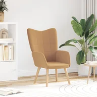 Fotele - Fotel relaksacyjny vidaXL beżowy z tkaniny przypominającej wełnę - miniaturka - grafika 1