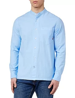 Koszule męskie - Tommy Hilfiger Męska koszula Pigment GMD Mandarin Rf Casual, Błękitny statek, XS - grafika 1