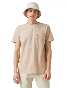 Koton Męski T-shirt z nadrukiem, beżowy (050), S - Koszulki męskie - miniaturka - grafika 1