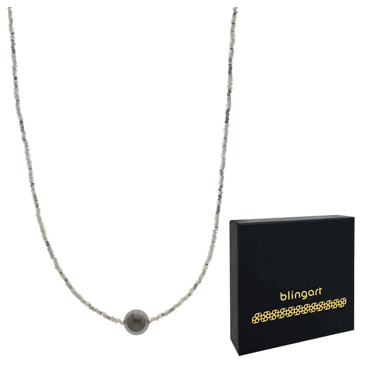 Naszyjnik srebrny damski PERŁA kosteczki regulowan