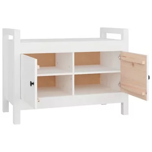 Lumarko Ławka do przedpokoju, biały, 80x40x60 cm, lite drewno sosnowe - Ławki do przedpokoju - miniaturka - grafika 5