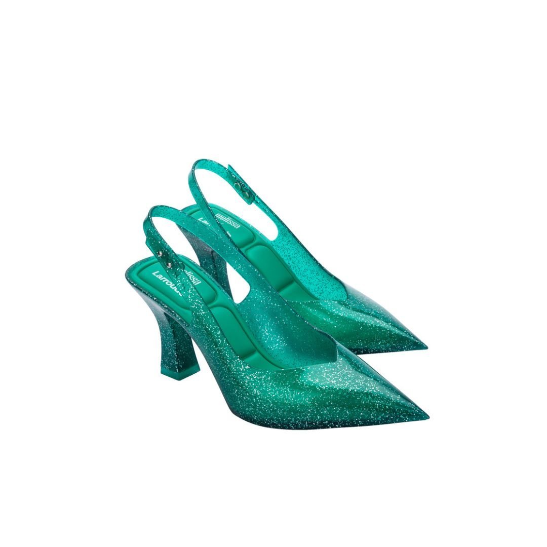Melissa Slingback Heel + Larroude Ad Green Szpilki Damskie Zielone 37