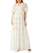 Sukienki - Frock and Frill Damska kwiecista haftowana sukienka na specjalne okazje, biała, 14, biały, 40 - miniaturka - grafika 1