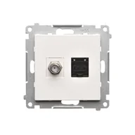 Gniazdka elektryczne - Gniazdo antenowe typu „F” i RJ45 Kontakt-Simon 55 TASFRJ45.01/111 kat.6 moduł biały mat - miniaturka - grafika 1