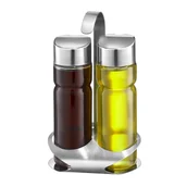 Pojemniki na przyprawy - Dozowniki na olej i oliwę ze stojakiem 200ml, srebrny - miniaturka - grafika 1